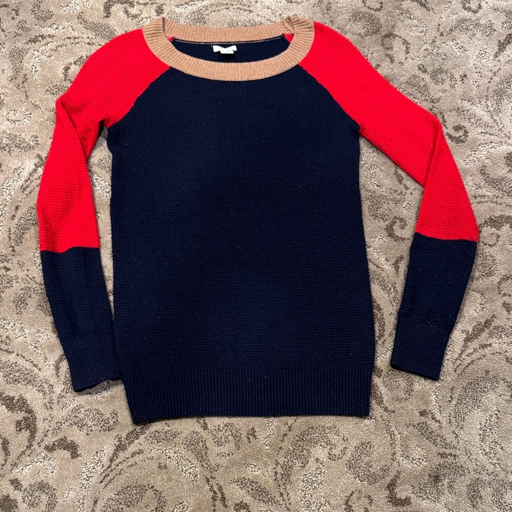 Colorblock Sweater - Red and Navy